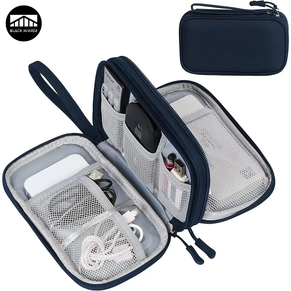 Ultimate Travel Electronics Organizer - Waterproof, Double-Layered Storage for Cables, Hard Drives, and Power Banks