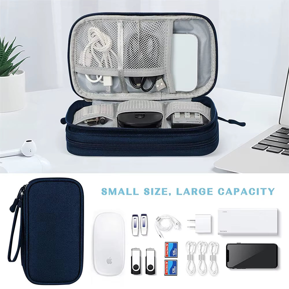 Ultimate Travel Electronics Organizer - Waterproof, Double-Layered Storage for Cables, Hard Drives, and Power Banks