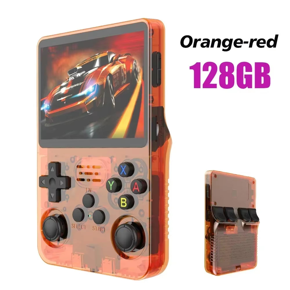 128GB R36S Open Source Portable Video Game Console - 3.5" IPS Screen, 64GB Best Games Included, Orange