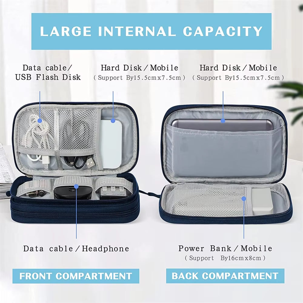 Ultimate Travel Electronics Organizer - Waterproof, Double-Layered Storage for Cables, Hard Drives, and Power Banks