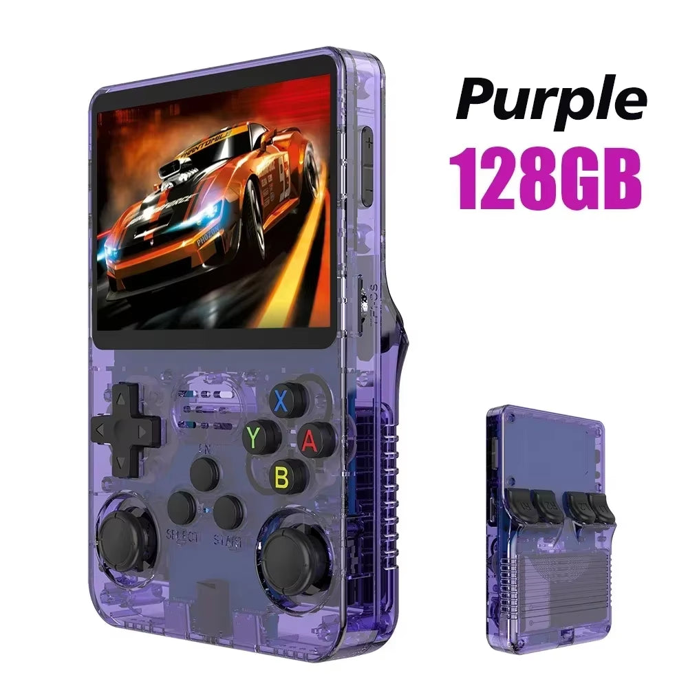 128GB R36S Open Source Portable Video Game Console - 3.5" IPS Screen, 64GB Best Games Included, Orange