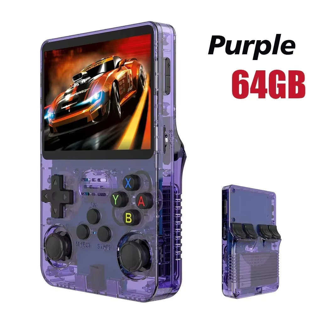 128GB R36S Open Source Portable Video Game Console - 3.5" IPS Screen, 64GB Best Games Included, Orange