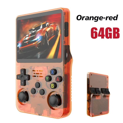 128GB R36S Open Source Portable Video Game Console - 3.5" IPS Screen, 64GB Best Games Included, Orange